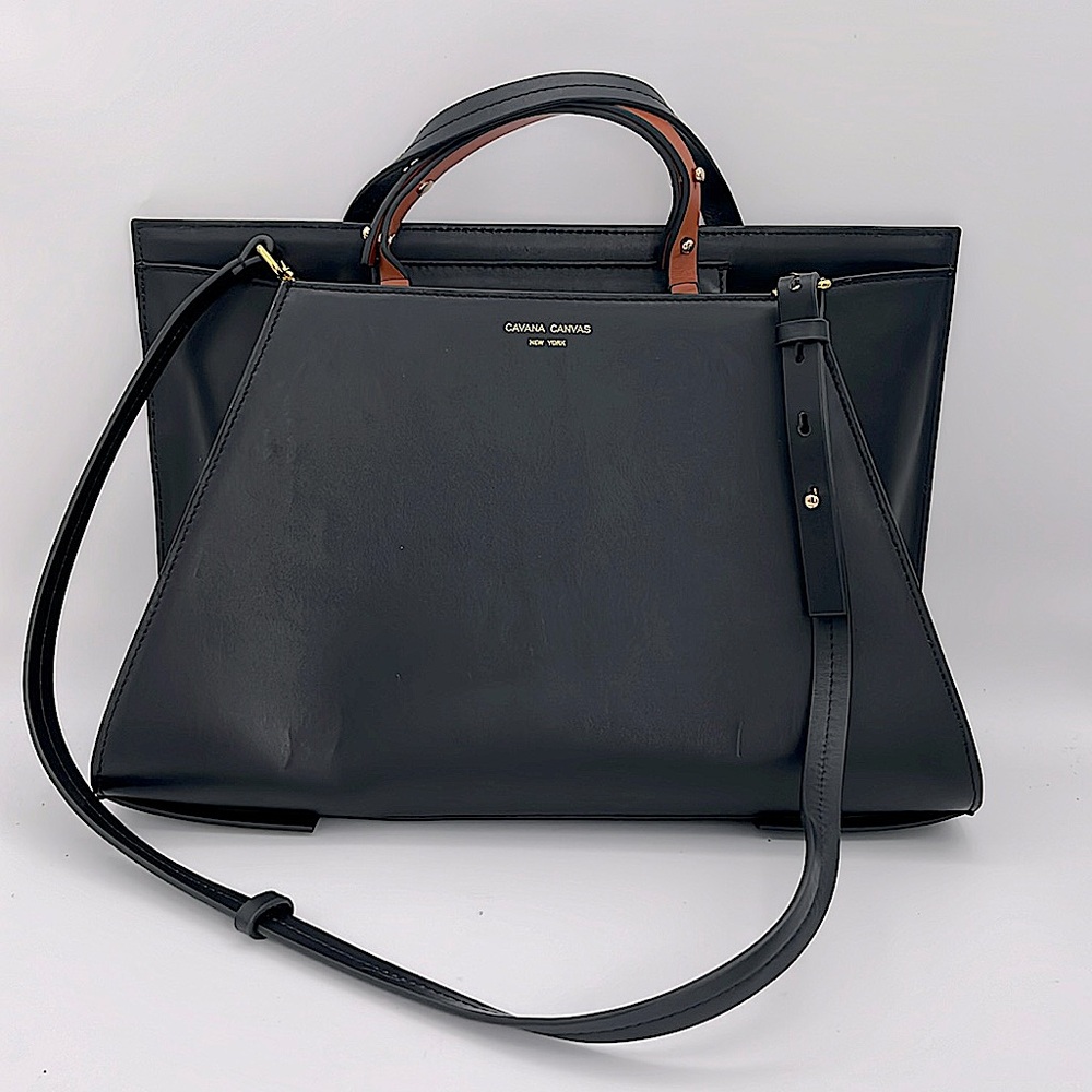 CAVANA New York -women’s‎ Trapeze Satchel top handle Crossbody bag black leather